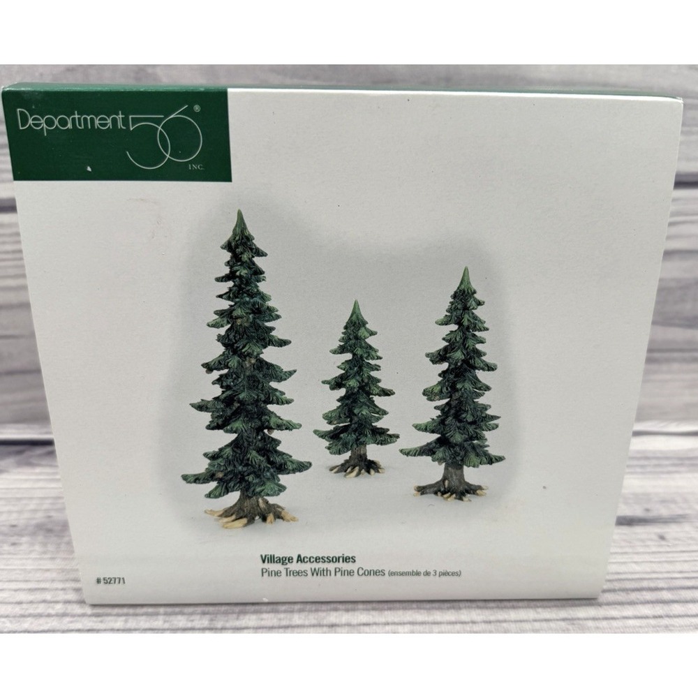 DEPT 56 VILLAGE ACCESSORIES PINE‎ TREES WITH PINE CONES - SET OF 3 - 1998
